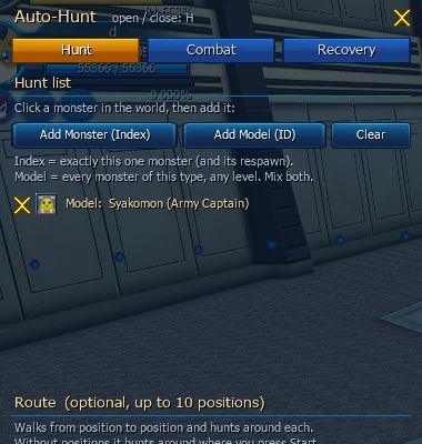 Auto-Hunt window