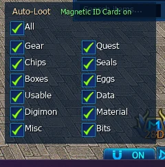 Magnet button and loot filter